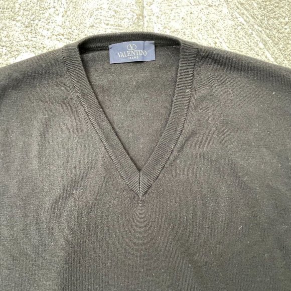 Valentino Men Sweater Black Long Sleeve Pull Over V Neck Size 56 XXL Authentic - Picture 6 of 9
